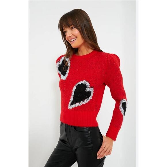 HUNTER BELL Sz XS Esme Sweater Red Scarlet Heart Pullover - Picture 11 of 12